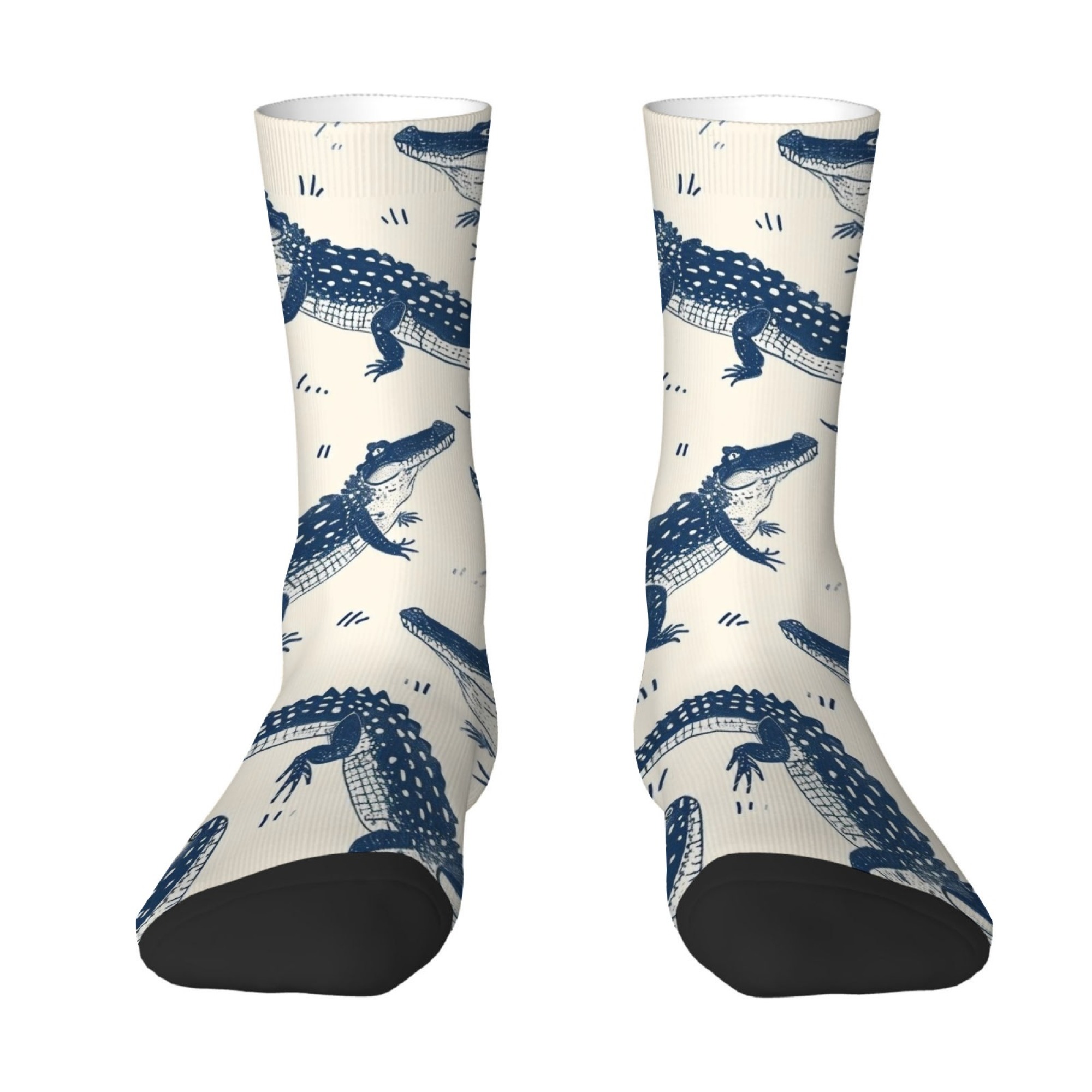 Street Fashion Style Youtube - Cute Cartoon Crocodile Print Men's Socks