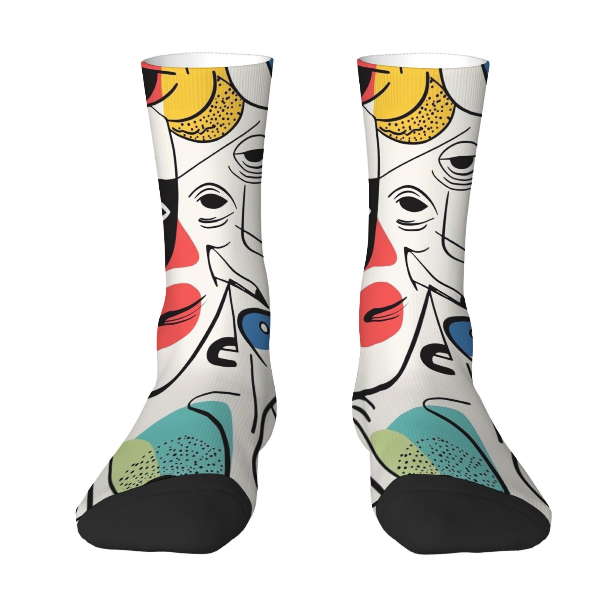 Street Fashion Style Youtube - Picasso-style Abstract Print Mid-calf Socks Soft