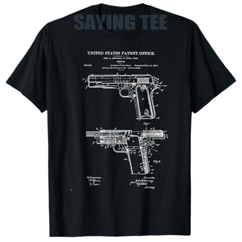 Street Fashion Vintage - 1911 Retro Vintage Handgun Diagram Blueprint