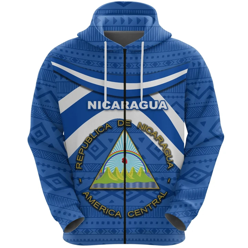 Vintage NI Nicaragua Flag Stre - đánh giá và giá Street Fashion Zip Up Hoodie