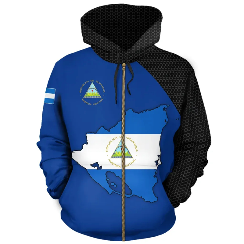 Vintage NI Nicaragua Flag Stre - đánh giá và giá Street Fashion Zip Up Hoodie