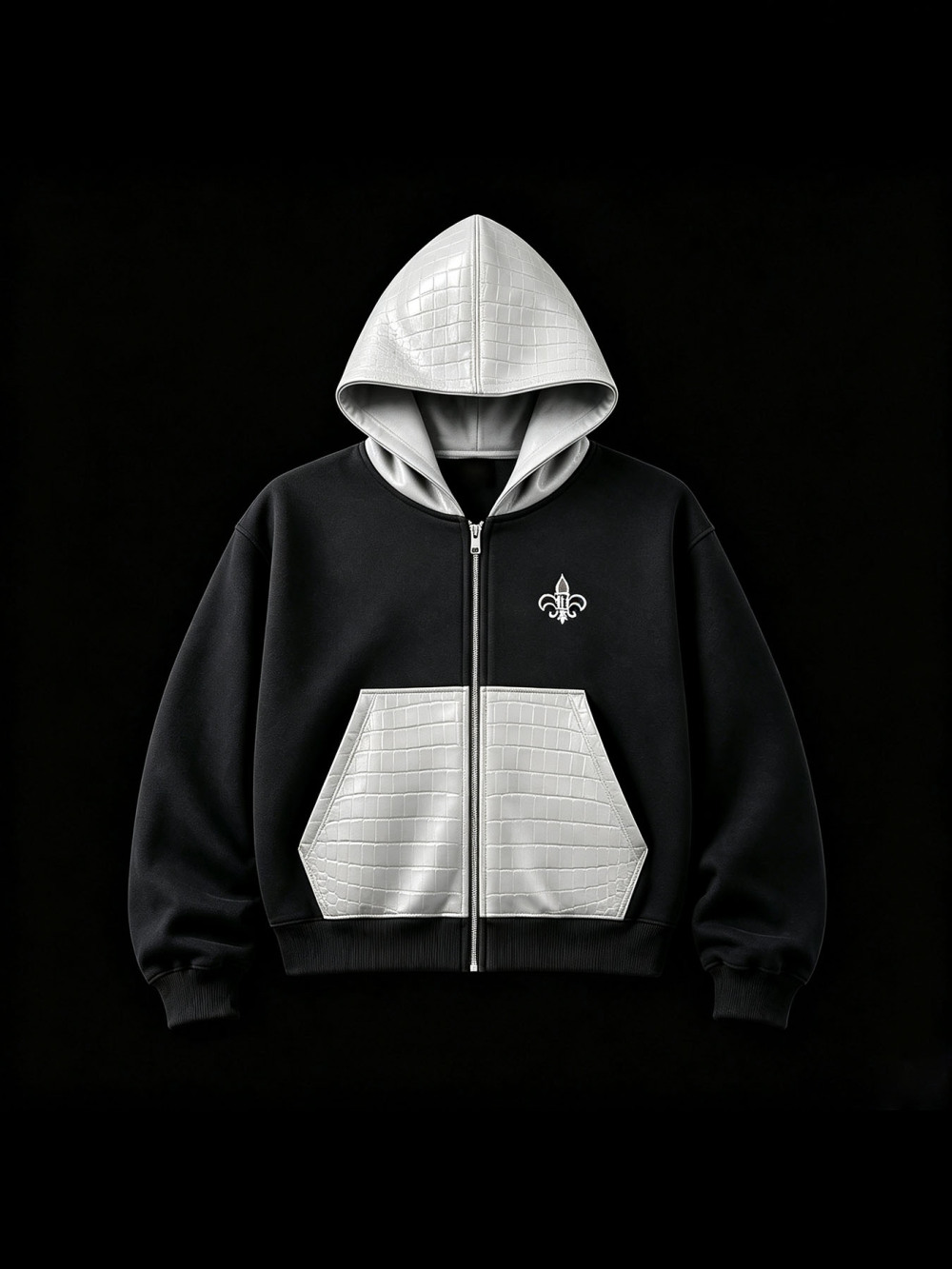 Unisex Crocodile Leather Stitc - đánh giá và giá Street Fashion Zip Up Hoodie