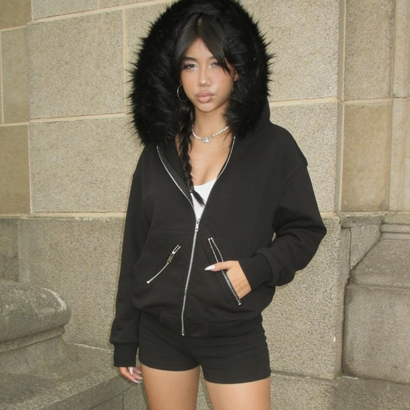 Y2K Style Winter Fashion High  - đánh giá và giá Street Fashion Zip Up Hoodie