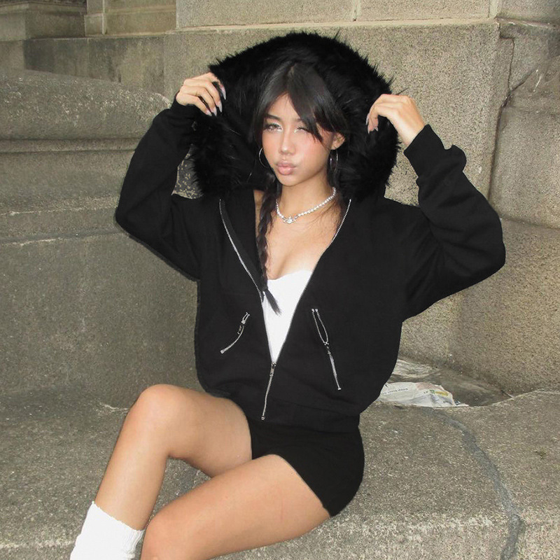 Y2K Style Winter Fashion High  - đánh giá và giá Street Fashion Zip Up Hoodie
